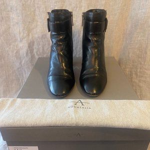 Vanie Dolomite Black Leather Ankle Boots Size 6.5